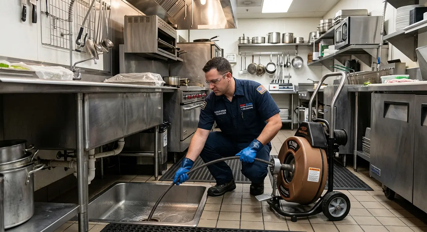 Commercial drain cleaning service in a restaurant kitchen in Hopkinsville
