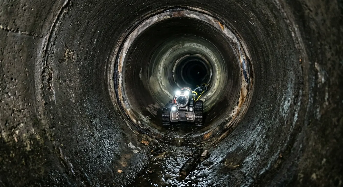 Robotic sewer camera inspecting pipe interior for Sewer Line Cleaning in Hopkinsville